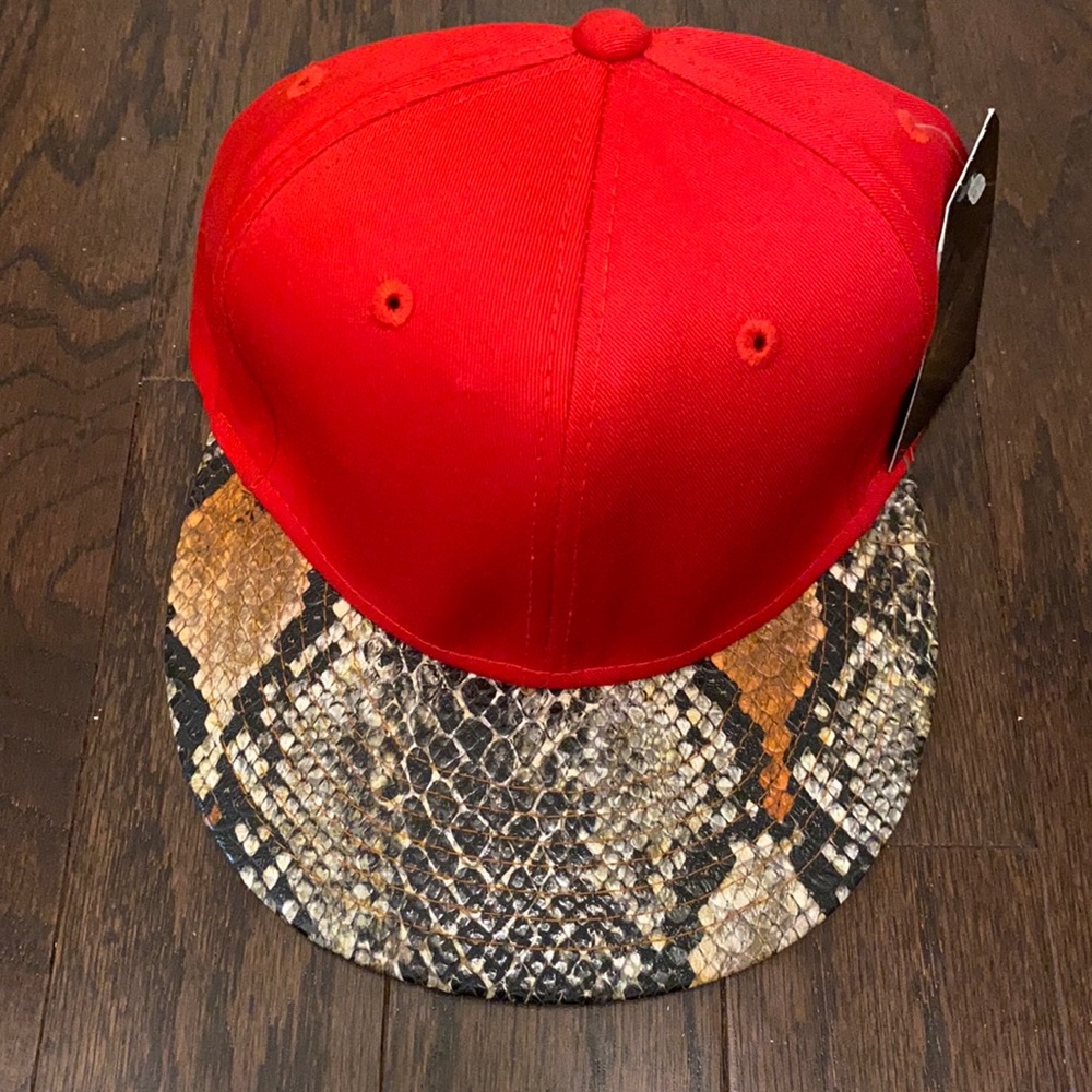 Red faux snake skin hat